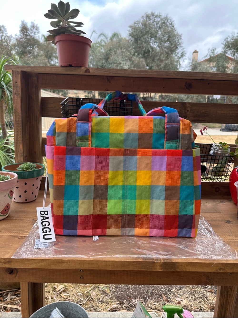 BAGGU Madras Small Cloud carry on